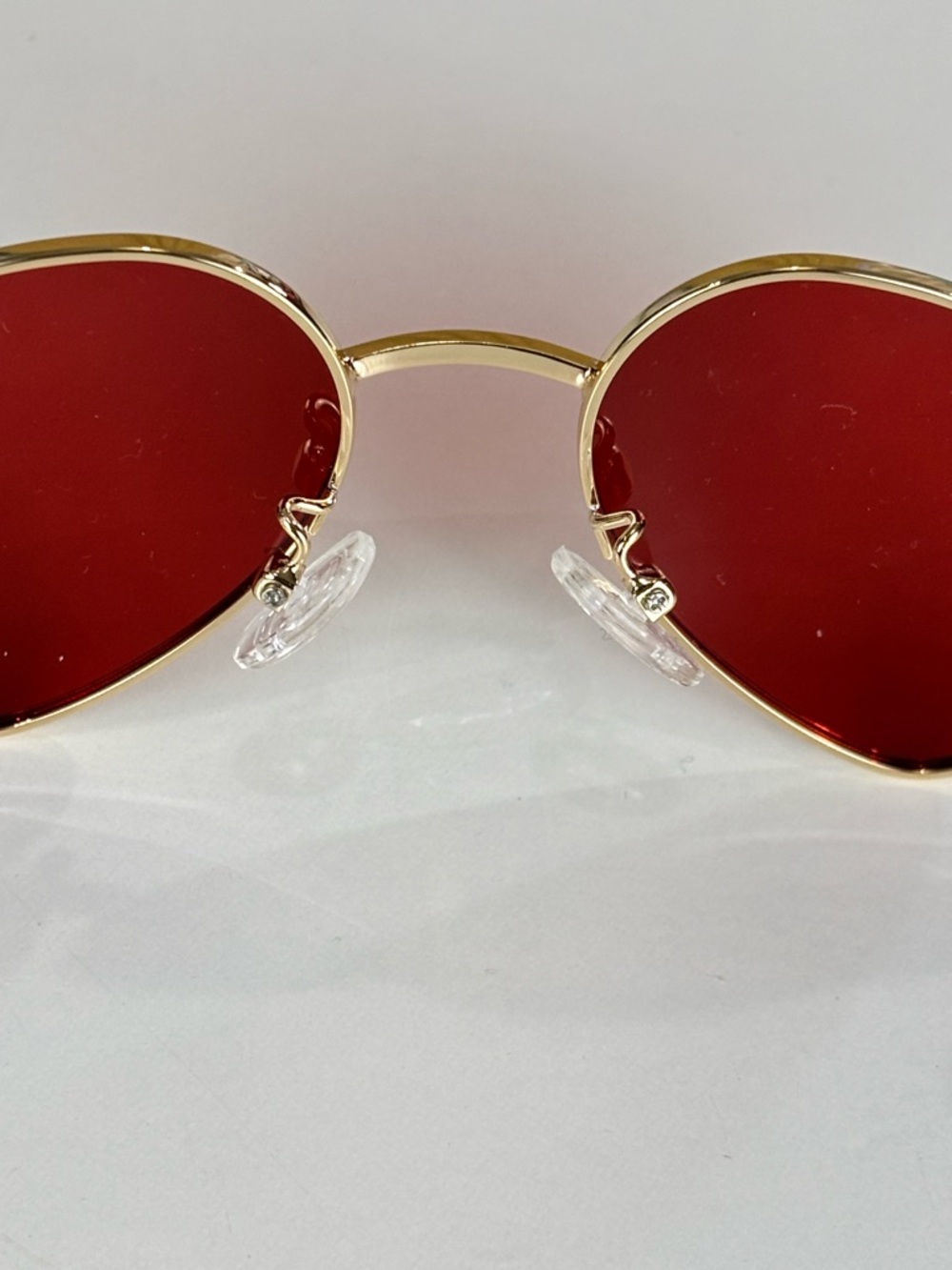 Women’s Boho hippie Gold Frame translucent Red Heart-Shaped Sunglasses - Picture 6 of 11